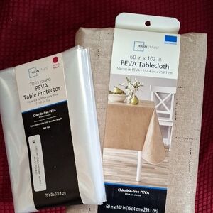 Mainstays Natural PEVA Tablecloth and Protector Set